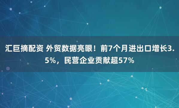 汇巨摘配资 外贸数据亮眼！前7个月进出口增长3.5%，民营企业贡献超57%